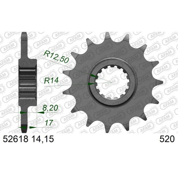 AFAM FR SPROC 520 STEEL RAC 52618, 15