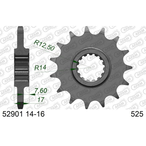 AFAM FR SPROC 525 STEEL ST 52901, 16