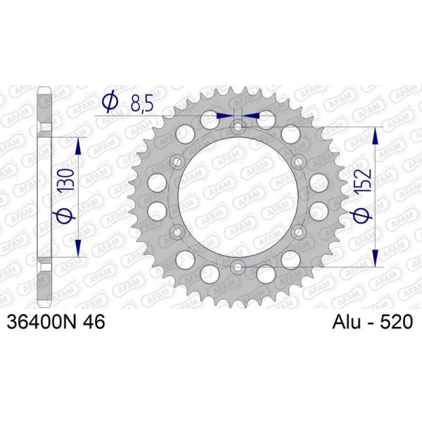 AFAM RR SPROC 520 ALU UL 36400, 46