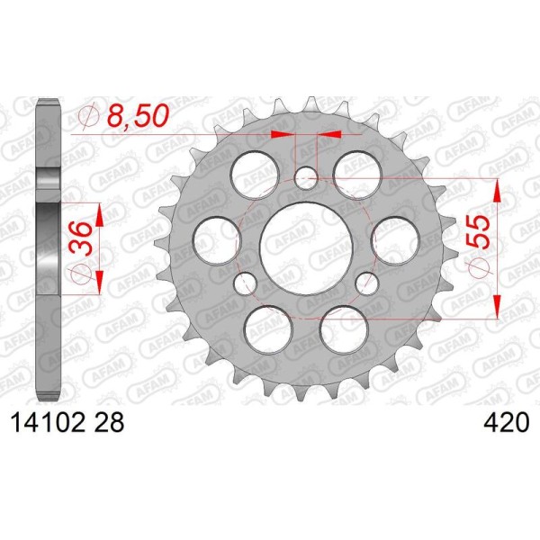 AFAM RR SPROC 420 STEEL ST 14102, 28