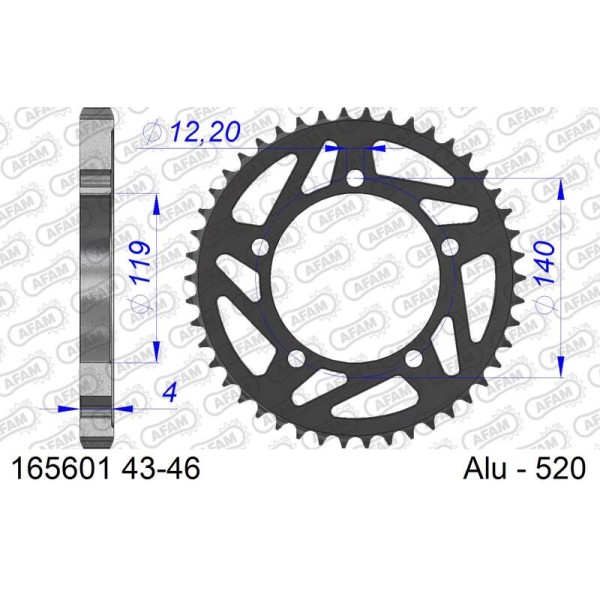 AFAM RR SPROC 520 ALU UL 165601, 46