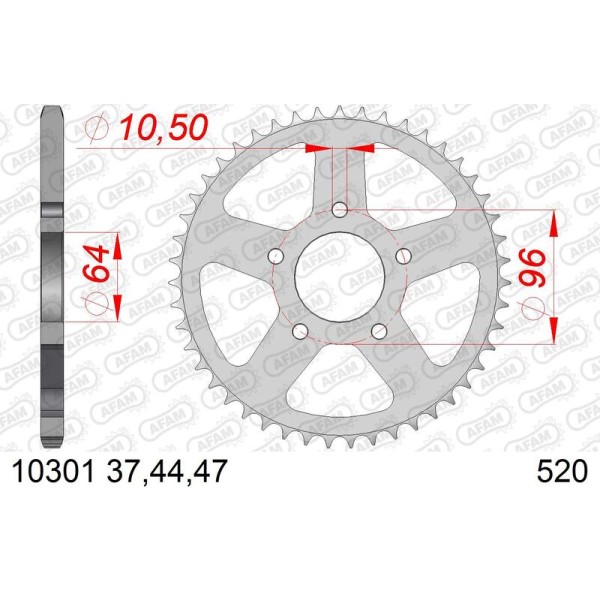 AFAM RR SPROC 520 STEEL ST 10301, 37