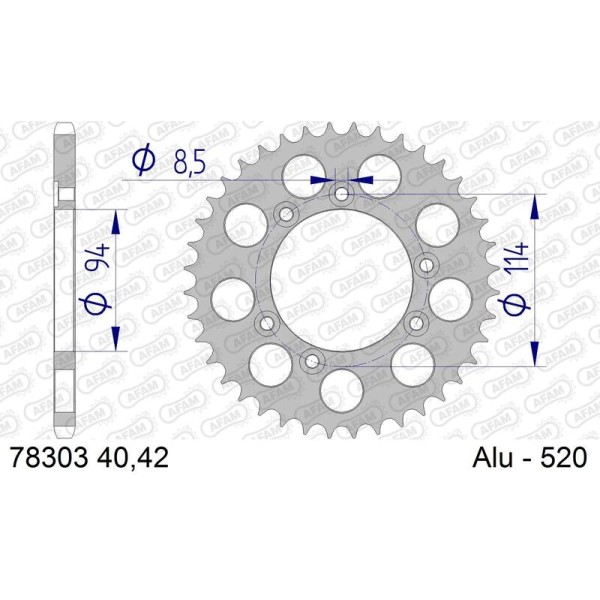 AFAM RR SPROC 520 ALU UL HA 78303, 40