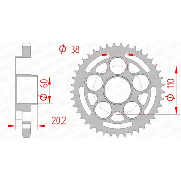 AFAM RR SPROC 525 STEEL ST 50800, 45