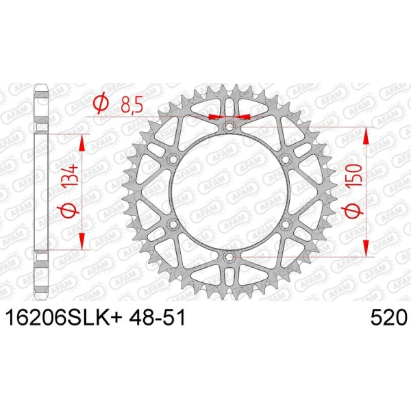 AFAM RR SPROC 520 STEEL SC 16206, 50