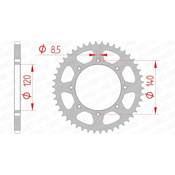 AFAM RR SPROC 520 STEEL ST 16600, 42