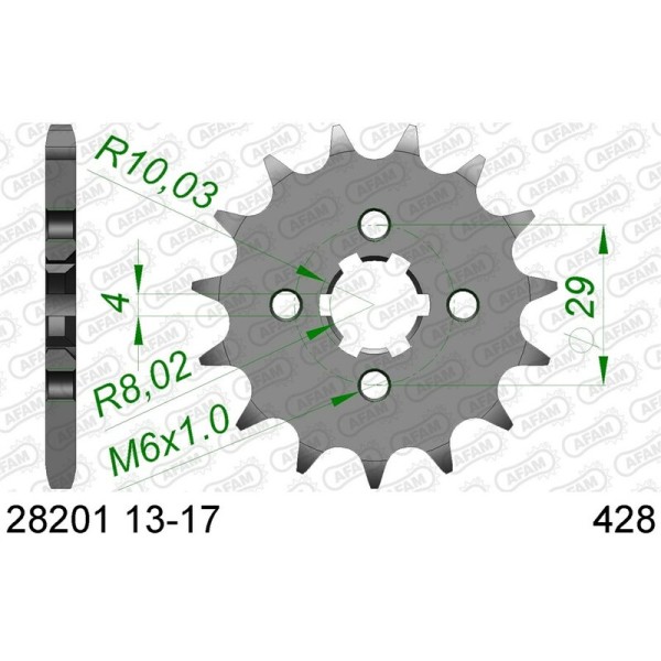 AFAM FR SPROC 428 STEEL ST 28201, 15