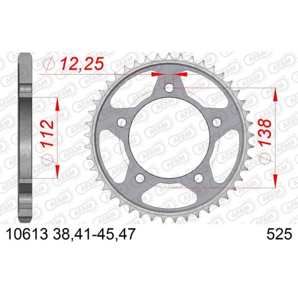 AFAM RR SPROC 525 STEEL ST 10613, 45