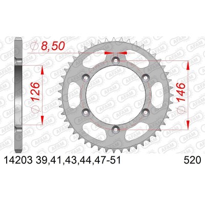 AFAM RR SPROC 520 STEEL ST...