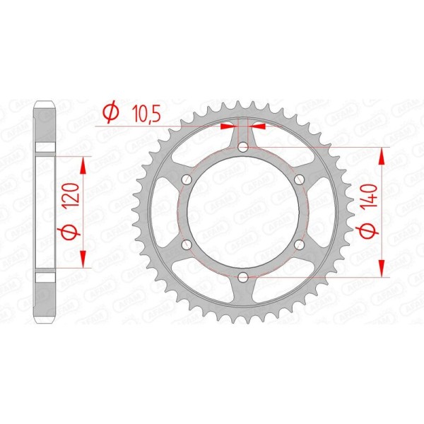 AFAM RR SPROC 530 STEEL ST 16603, 45
