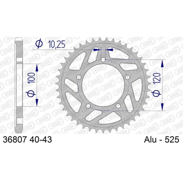 AFAM RR SPROC 525 ALU UL HA 36807, 42
