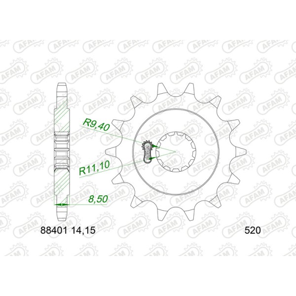 AFAM FR SPROC 520 STEEL ST 88401, 15, BL